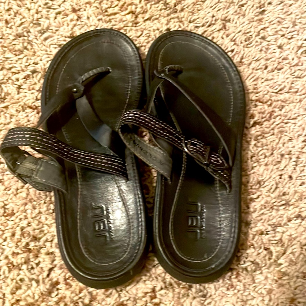 Jbu Black Size 6 Slide On Thong Flip Flop Sandals